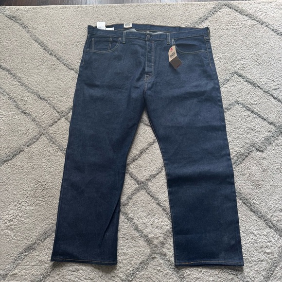 Levi’s jeans 501 dark wash button fly straight leg stretch 46 X 30 new - Picture 1 of 9